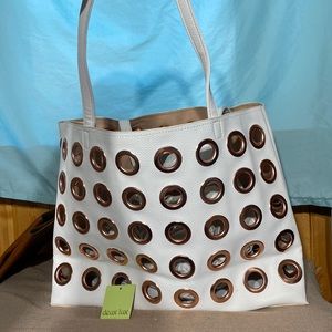 Deuce Lux white bag rose gold accent NWT